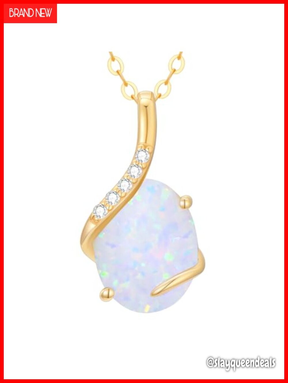 14K Solid Gold Opal Birthstone Necklace Oval Cut Pendant for Women